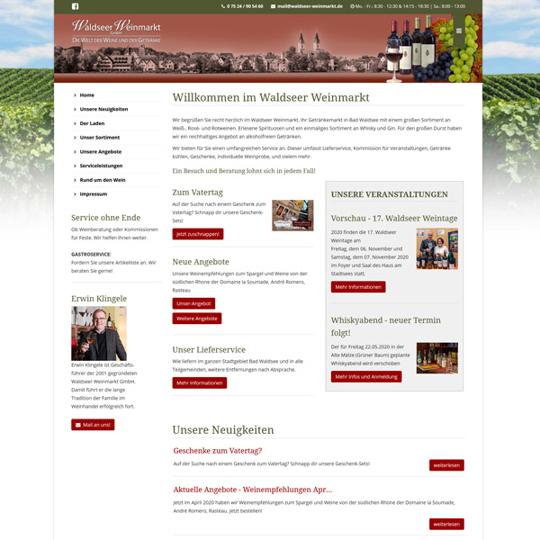 Webdesign Waldseer Weinmarkt